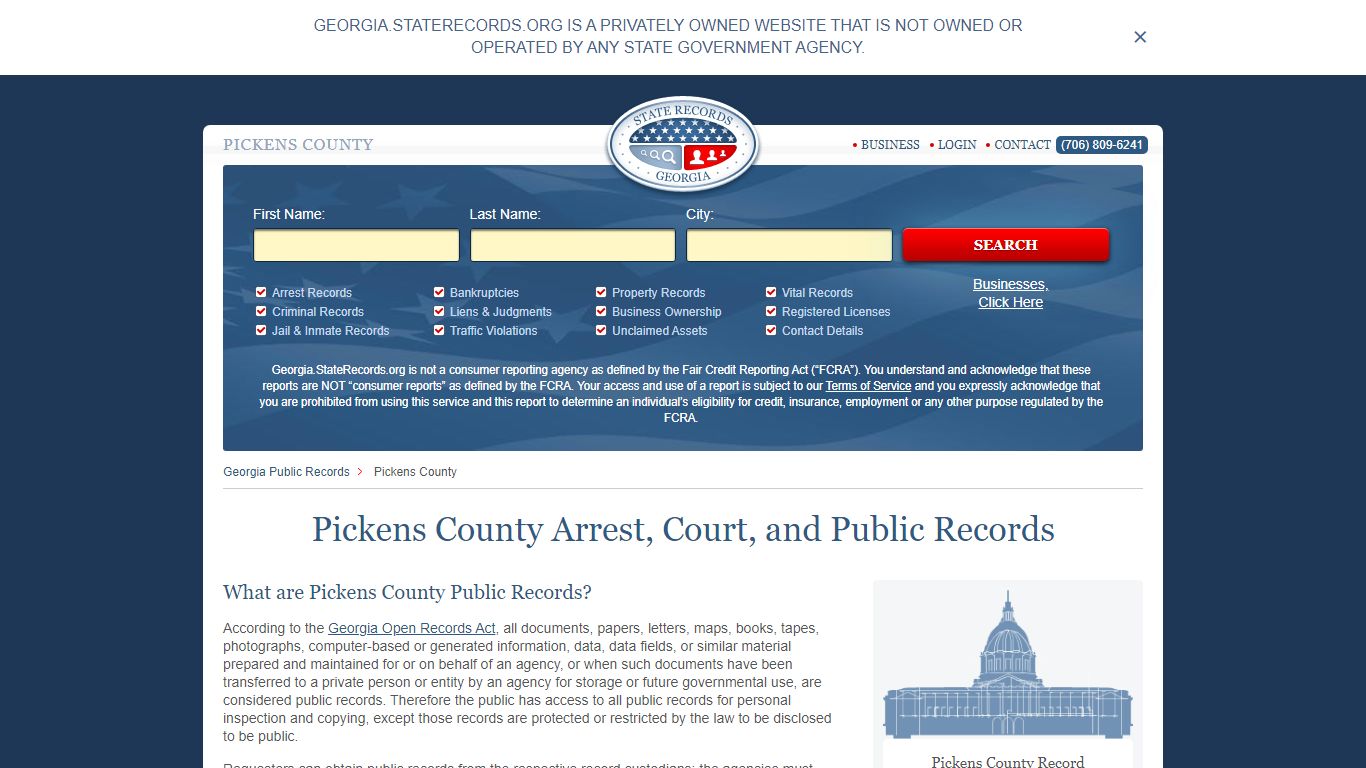 Pickens County Arrest, Court, and Public Records