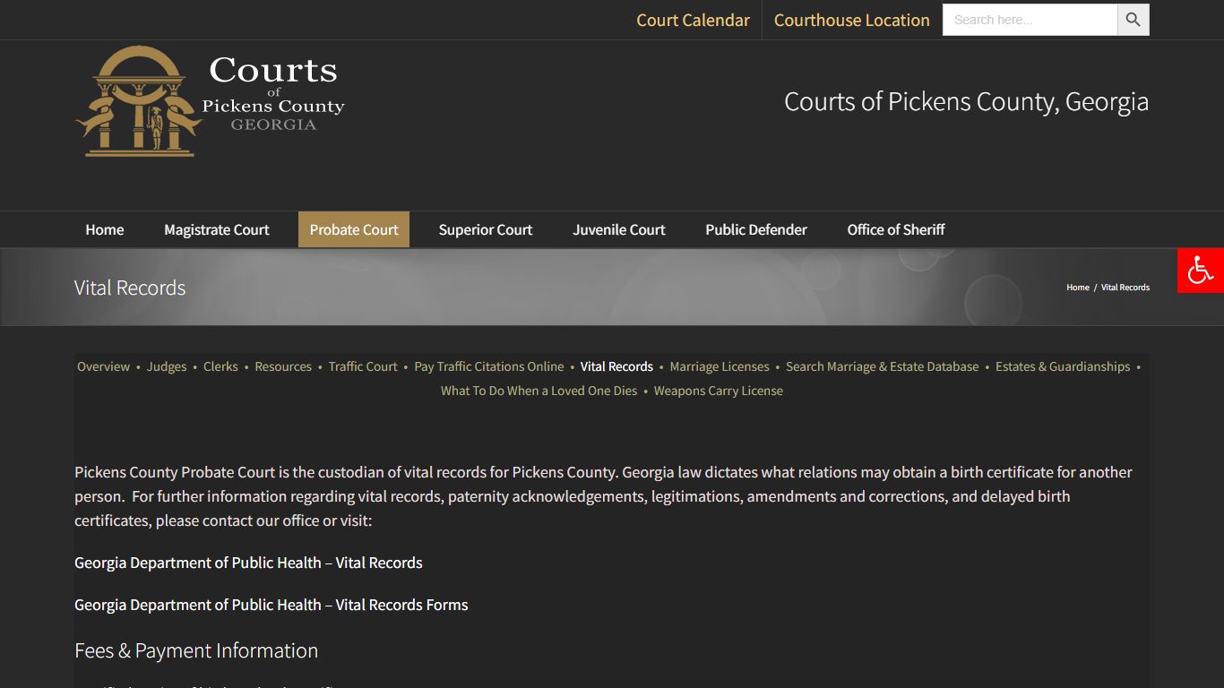 Vital Records | Pickens County Georgia Courts & Courthouse